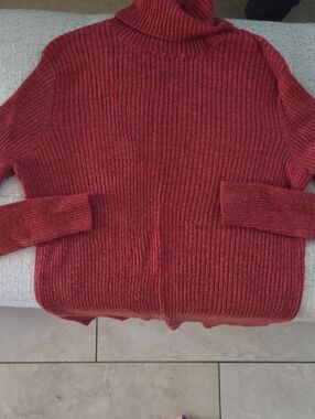 Lands' End Ribbed Turtleneck Sweater in Burnt Orange